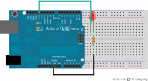 Breadboard Layout - the Blink Project